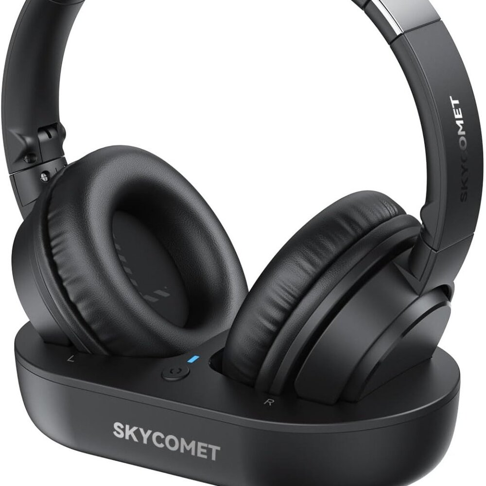 Wireless TV Headphones with Transmitter – No Audio Delay with Charging Base